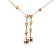 Taşlı Belly Kolye - Peridot ve sitrin 8 ayar rose altın kolye (40 cm gümüş rolo zincir) #1yt8nxq