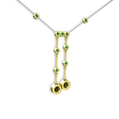 Taşlı Belly Kolye - Peridot ve yeşil kuvars 18 ayar altın kolye (40 cm gümüş rolo zincir) #8a261u