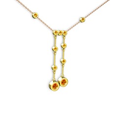 Taşlı Belly Kolye - Sitrin 14 ayar altın kolye (40 cm rose altın rolo zincir) #9fhq9e
