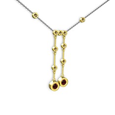Taşlı Belly Kolye - Garnet ve dumanlı kuvars 18 ayar altın kolye (40 cm gümüş rolo zincir) #c9077l