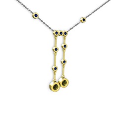 Taşlı Belly Kolye - Peridot ve lab safir 14 ayar altın kolye (40 cm gümüş rolo zincir) #d4gsi2