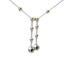 Taşlı Belly Kolye - Peridot 8 ayar beyaz altın kolye (40 cm gümüş rolo zincir) #ec2ib5
