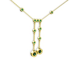 Taşlı Belly Kolye - Yeşil kuvars 8 ayar altın kolye (40 cm altın rolo zincir) #jnbnsg