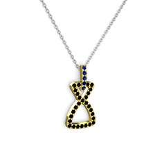 Simla Kolye - Lab safir ve siyah zirkon 18 ayar altın kolye (40 cm beyaz altın rolo zincir) #1jo0gsv