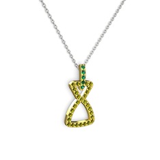 Simla Kolye - Yeşil kuvars ve peridot 8 ayar altın kolye (40 cm beyaz altın rolo zincir) #1r8em5a