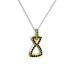 Simla Kolye - Yeşil kuvars ve siyah zirkon 18 ayar altın kolye (40 cm gümüş rolo zincir) #1s6iyrg