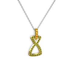 Simla Kolye - Sitrin ve peridot 18 ayar altın kolye (40 cm beyaz altın rolo zincir) #1ssnxpg