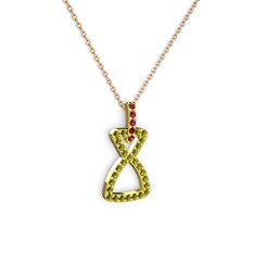 Simla Kolye - Rodolit garnet ve peridot 8 ayar altın kolye (40 cm rose altın rolo zincir) #1tqm4qg