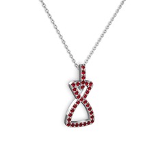 Garnet 14 ayar beyaz altın kolye (40 cm beyaz altın rolo zincir)