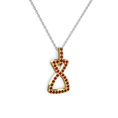 Simla Kolye - Rodolit garnet ve garnet 925 ayar altın kaplama gümüş kolye (40 cm beyaz altın rolo zincir) #ksbolq