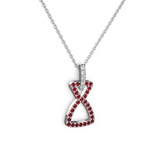 Simla Kolye - Swarovski ve garnet 925 ayar gümüş kolye (40 cm gümüş rolo zincir) #ubl4om