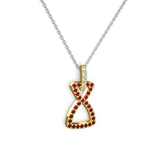 Swarovski ve garnet 18 ayar altın kolye (40 cm gümüş rolo zincir)