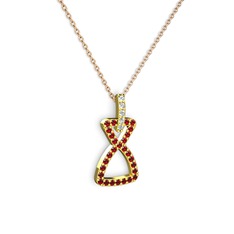 Simla Kolye - Swarovski ve garnet 14 ayar altın kolye (40 cm gümüş rolo zincir) #yfqdy5