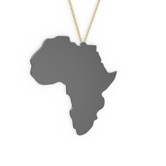 Afrika Kolye - 925 ayar siyah rodyum kaplama gümüş kolye (40 cm altın rolo zincir) #4i9uab