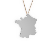 Fransa Kolye - 18 ayar beyaz altın kolye (40 cm rose altın rolo zincir) #164y2va
