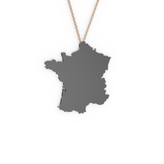 Fransa Kolye - 925 ayar siyah rodyum kaplama gümüş kolye (40 cm rose altın rolo zincir) #1a83717