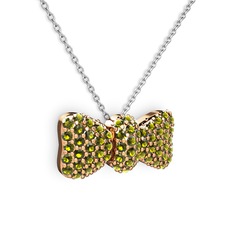 Peridot 8 ayar rose altın kolye (40 cm beyaz altın rolo zincir)