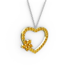Maita Kalp Kolye - Sitrin 14 ayar altın kolye (40 cm beyaz altın rolo zincir) #dnqubr