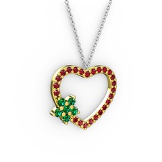 Maita Kalp Kolye - Yeşil kuvars ve garnet 8 ayar altın kolye (40 cm gümüş rolo zincir) #xopezp