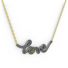 Saina Love Kolye - Peridot 925 ayar siyah rodyum kaplama gümüş kolye (40 cm altın rolo zincir) #100qe54