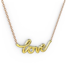Saina Love Kolye - Beyaz zirkon 14 ayar altın kolye (40 cm gümüş rolo zincir) #14okgft