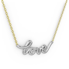 Saina Love Kolye - Swarovski 8 ayar beyaz altın kolye (40 cm altın rolo zincir) #1c8n0j5
