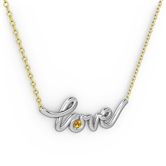 Saina Love Kolye - Sitrin 8 ayar beyaz altın kolye (40 cm altın rolo zincir) #1ch7jnv