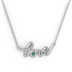 Saina Love Kolye - Yeşil kuvars 925 ayar gümüş kolye (40 cm beyaz altın rolo zincir) #1lpu5y9