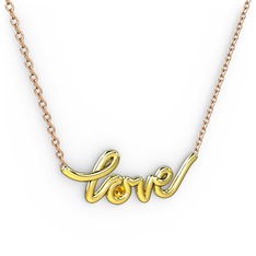 Saina Love Kolye - Sitrin 8 ayar altın kolye (40 cm rose altın rolo zincir) #1pimcr5