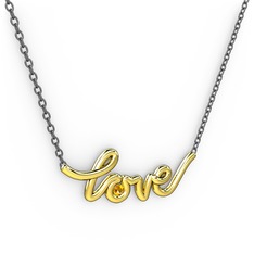 Saina Love Kolye - Sitrin 8 ayar altın kolye (40 cm gümüş rolo zincir) #1qdq2lq