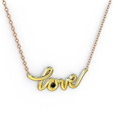 Saina Love Kolye - Siyah zirkon 18 ayar altın kolye (40 cm rose altın rolo zincir) #1w97it7