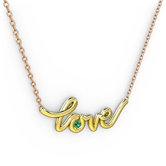 Saina Love Kolye - Yeşil kuvars 18 ayar altın kolye (40 cm rose altın rolo zincir) #1xjco10