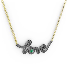 Saina Love Kolye - Yeşil kuvars 925 ayar siyah rodyum kaplama gümüş kolye (40 cm altın rolo zincir) #8a70r7