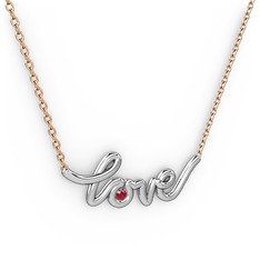 Saina Love Kolye - Garnet 925 ayar gümüş kolye (40 cm rose altın rolo zincir) #9xyl5a