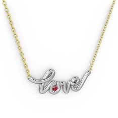 Saina Love Kolye - Garnet 14 ayar beyaz altın kolye (40 cm gümüş rolo zincir) #bnm8po