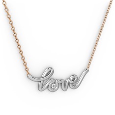 Saina Love Kolye - Pırlanta 925 ayar gümüş kolye (0.015 karat, 40 cm rose altın rolo zincir) #dwfxv9