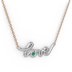 Saina Love Kolye - Yeşil kuvars 8 ayar beyaz altın kolye (40 cm rose altın rolo zincir) #f6cy4c