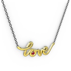 Saina Love Kolye - Garnet 8 ayar altın kolye (40 cm gümüş rolo zincir) #kgtjwm