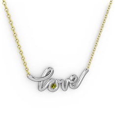 Saina Love Kolye - Peridot 8 ayar beyaz altın kolye (40 cm altın rolo zincir) #mxgral