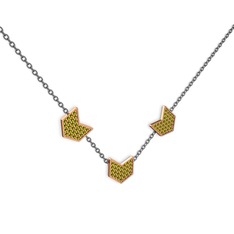 Üçlü Menta Kolye - Peridot 18 ayar rose altın kolye (40 cm gümüş rolo zincir) #139h5hn