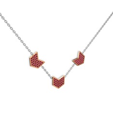 Rodolit garnet 18 ayar rose altın kolye (40 cm beyaz altın rolo zincir)