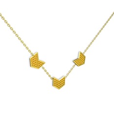 Üçlü Menta Kolye - Sitrin 14 ayar altın kolye (40 cm altın rolo zincir) #qrxxs0