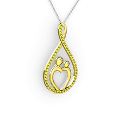 Anne Kalbi Kolye - Peridot 18 ayar altın kolye (40 cm beyaz altın rolo zincir) #g34ejq