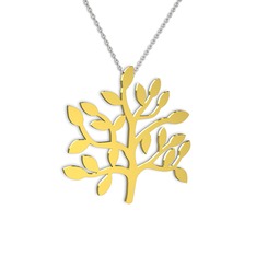 Hayat Ağacı Kolye - 14 ayar altın kolye (40 cm beyaz altın rolo zincir) #184ymwf