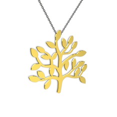 Hayat Ağacı Kolye - 8 ayar altın kolye (40 cm gümüş rolo zincir) #1e6s0xs