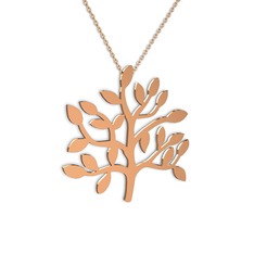 Hayat Ağacı Kolye - 8 ayar rose altın kolye (40 cm gümüş rolo zincir) #da3ykp