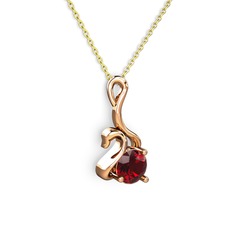 Taşlı Kuğu Kolye - Garnet 18 ayar rose altın kolye (40 cm gümüş rolo zincir) #16cikgg