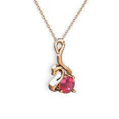 Taşlı Kuğu Kolye - Pembe kuvars 8 ayar rose altın kolye (40 cm rose altın rolo zincir) #1jk4eex