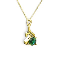 Taşlı Kuğu Kolye - Yeşil kuvars 925 ayar altın kaplama gümüş kolye (40 cm altın rolo zincir) #1s246qx