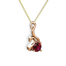 Rodolit garnet 18 ayar rose altın kolye (40 cm altın rolo zincir)